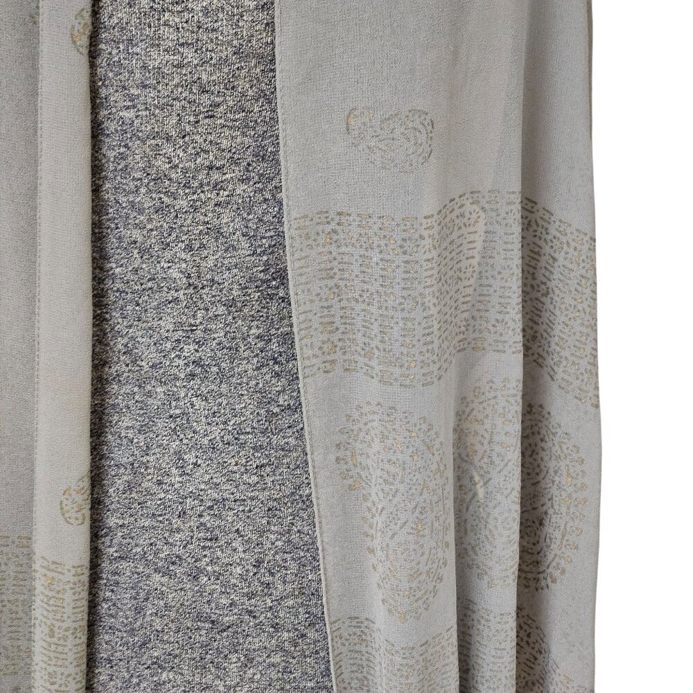 A Brod Fashion Accessories Gray Gold Metallic Fringe Wrap Scarf Shawl Vintage - Picture 2 of 9